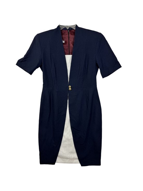 Howard Wolf Dresses & Skirts - Howard Wolf Navy Blue Short-Sleeve Dress Fully Lined Made In USA Size 8